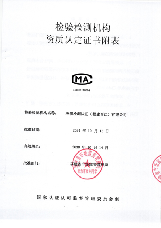 HUAK Inspection Capability Scope Sheet